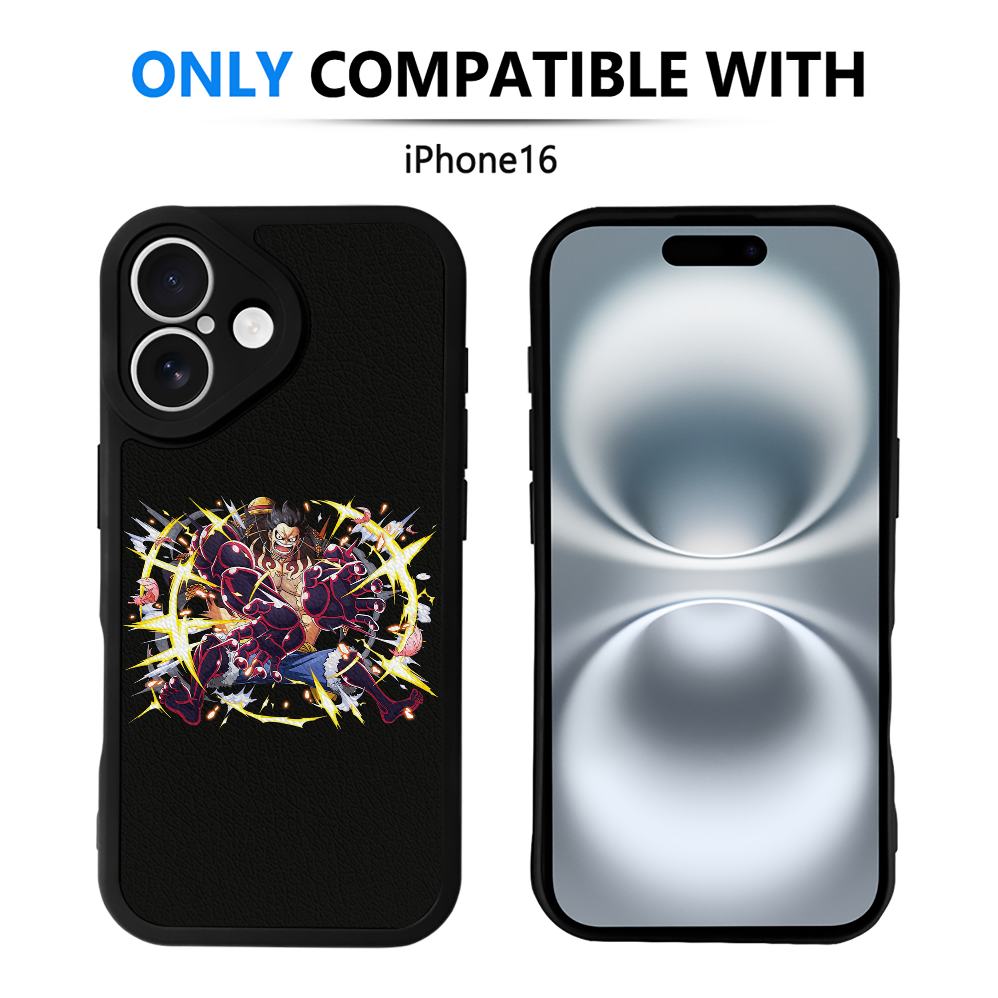 （画像用） ワンピース モンキー・D・ルフィ ONE PIECE Monkey D. Luffy 【iPhone 16シリーズ対応】シリコンスマホケース（レザー調） 材質：シリコン
